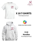 10 Custom T-Shirts + 10 Hoodies Bundle Deal